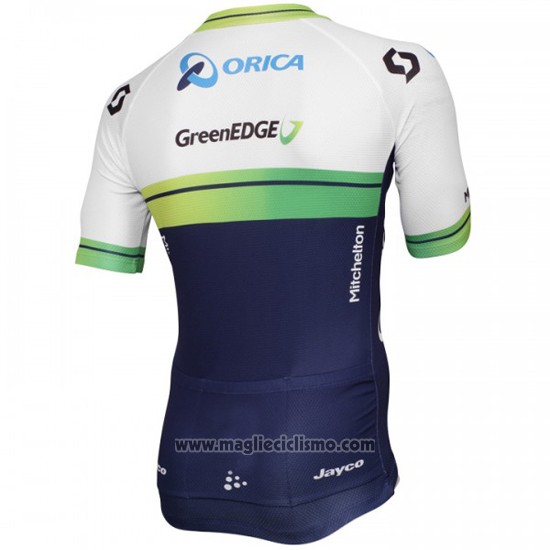 2015 Abbigliamento Ciclismo Orica GreenEDGE Bianco e Blu Manica Corta e Salopette